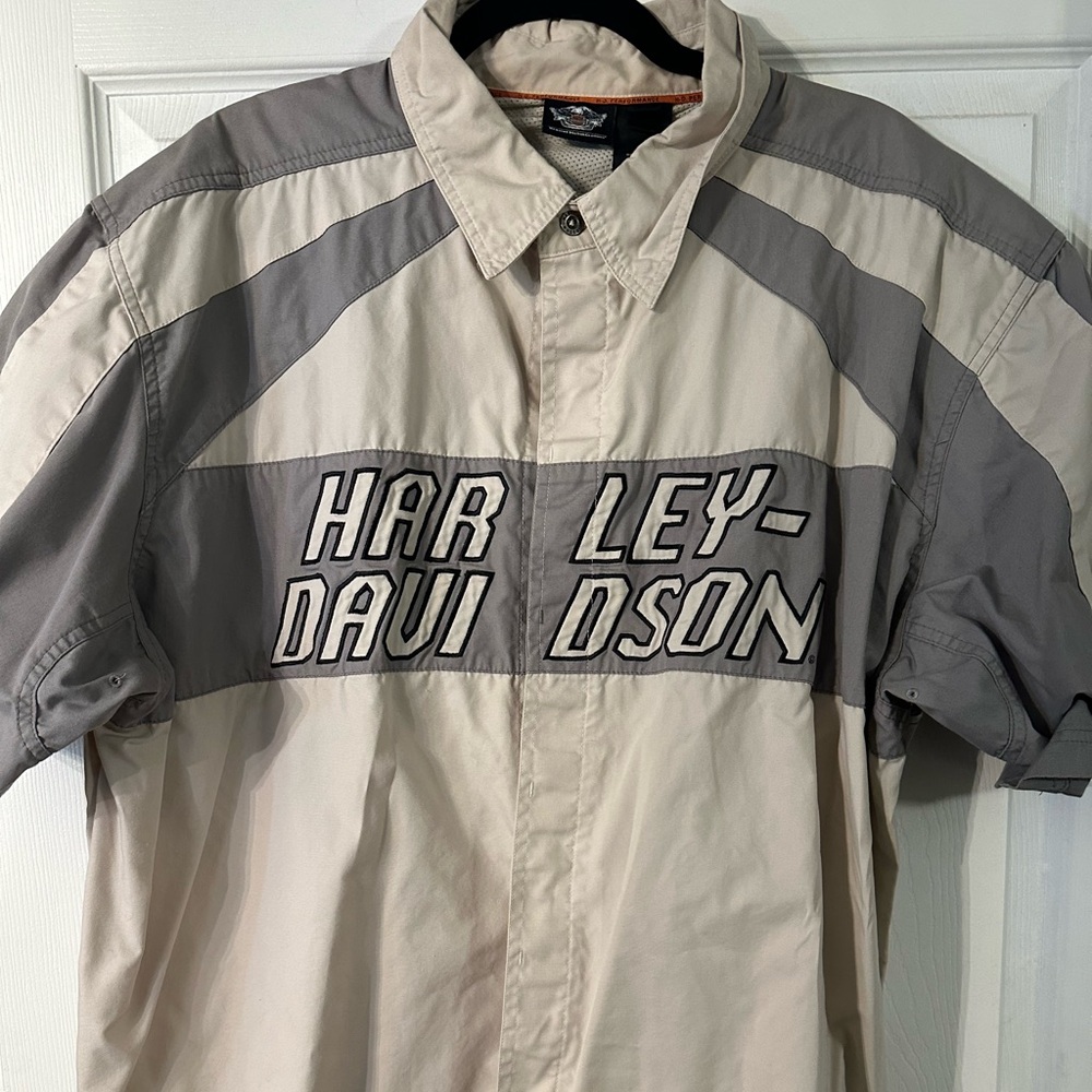 Harley Davidson button up, short sleeve performance riding shirt.